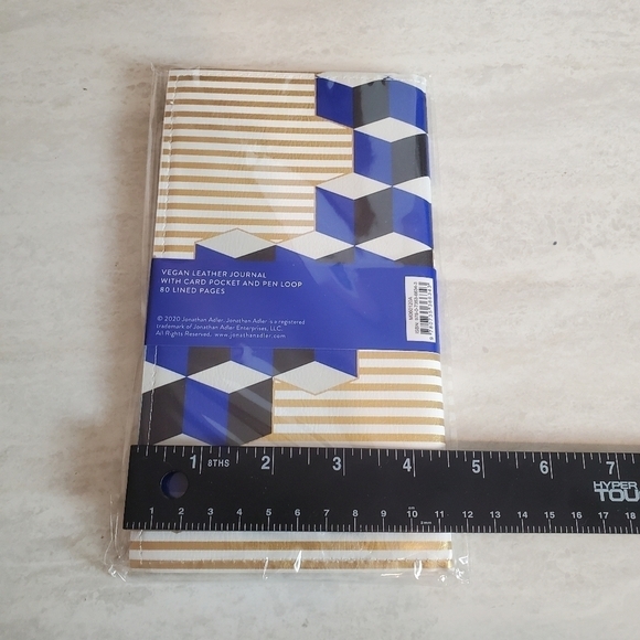 Jonathan Adler Travel Journal Blue Gold Metallic Geometric Vegan Leather New‎ - Picture 7 of 7